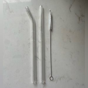 Reusable Glass Drinking Straws & Straw Cleaning Brush
